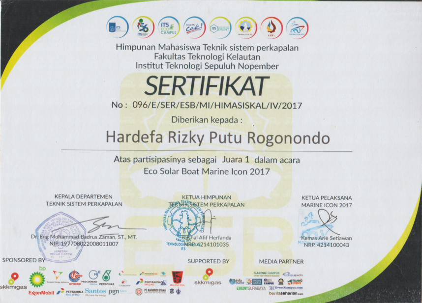 Eco Solar Boat Marine Icon 2017 Certificate