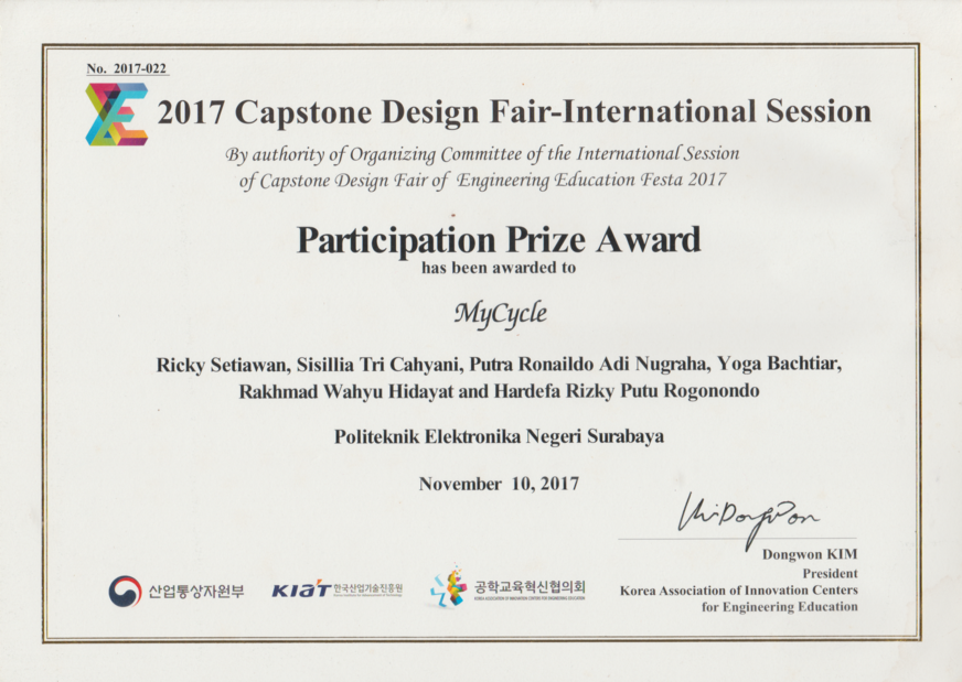 E2Festa 2017 Certificate